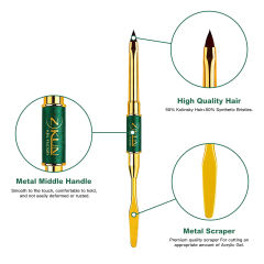 Professional Kolinsky Sable 3d Flower Nail Brush #4/#6 Custom Logo Double-End Pure Kolinsky Nail Brush with Spatula