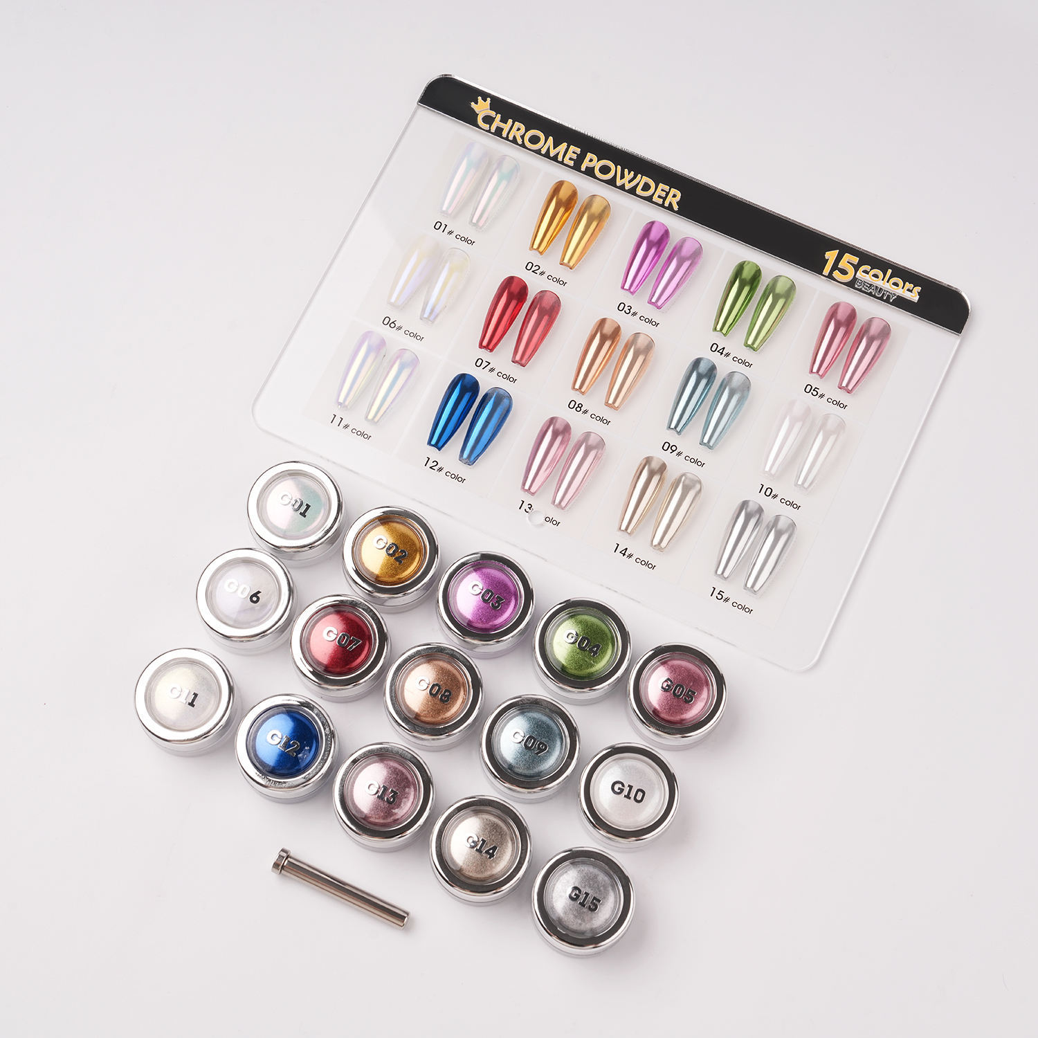 15 Colors Chrome Nails Powder Set With Package Box
