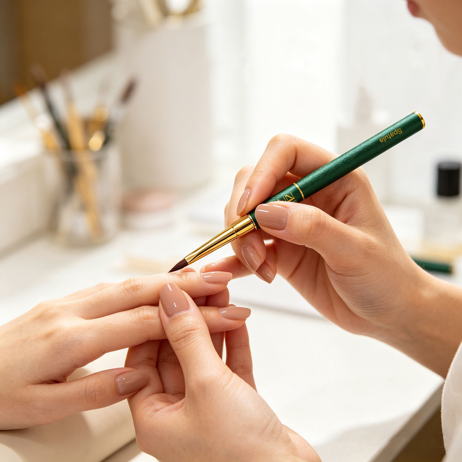 Professional Kolinsky Sable 3d Flower Nail Brush #4/#6 Custom Logo Double-End Pure Kolinsky Nail Brush with Spatula