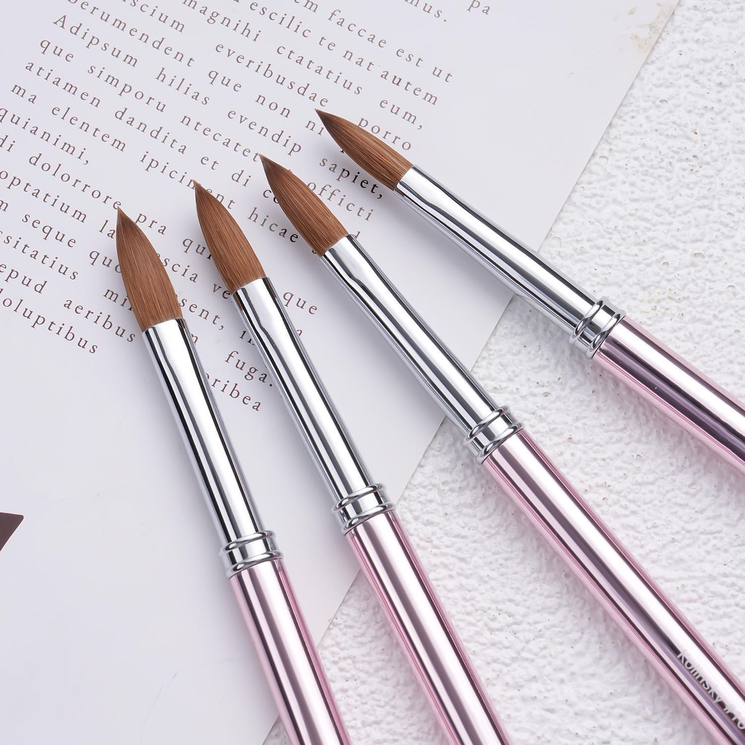 Size 6/8/10/12/14 Acrylic Nail Brush 100 % Kolinsky Custom logo Nude Pink Professional Nail Brush Nails Brush for Acrylic Only