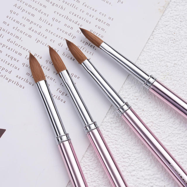 Size 6/8/10/12/14 Acrylic Nail Brush 100 % Kolinsky Custom logo Nude Pink Professional Nail Brush Nails Brush for Acrylic Only