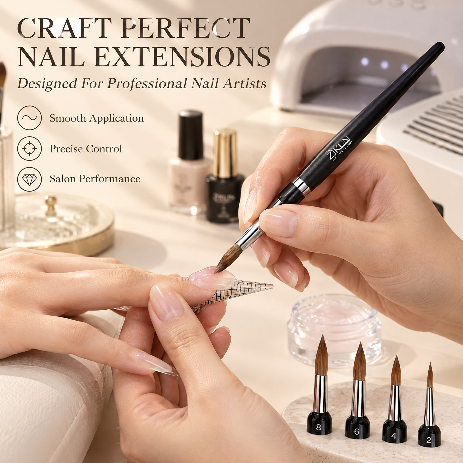 Multi-Head Interchangeable Kolinsky Nail Art Brush