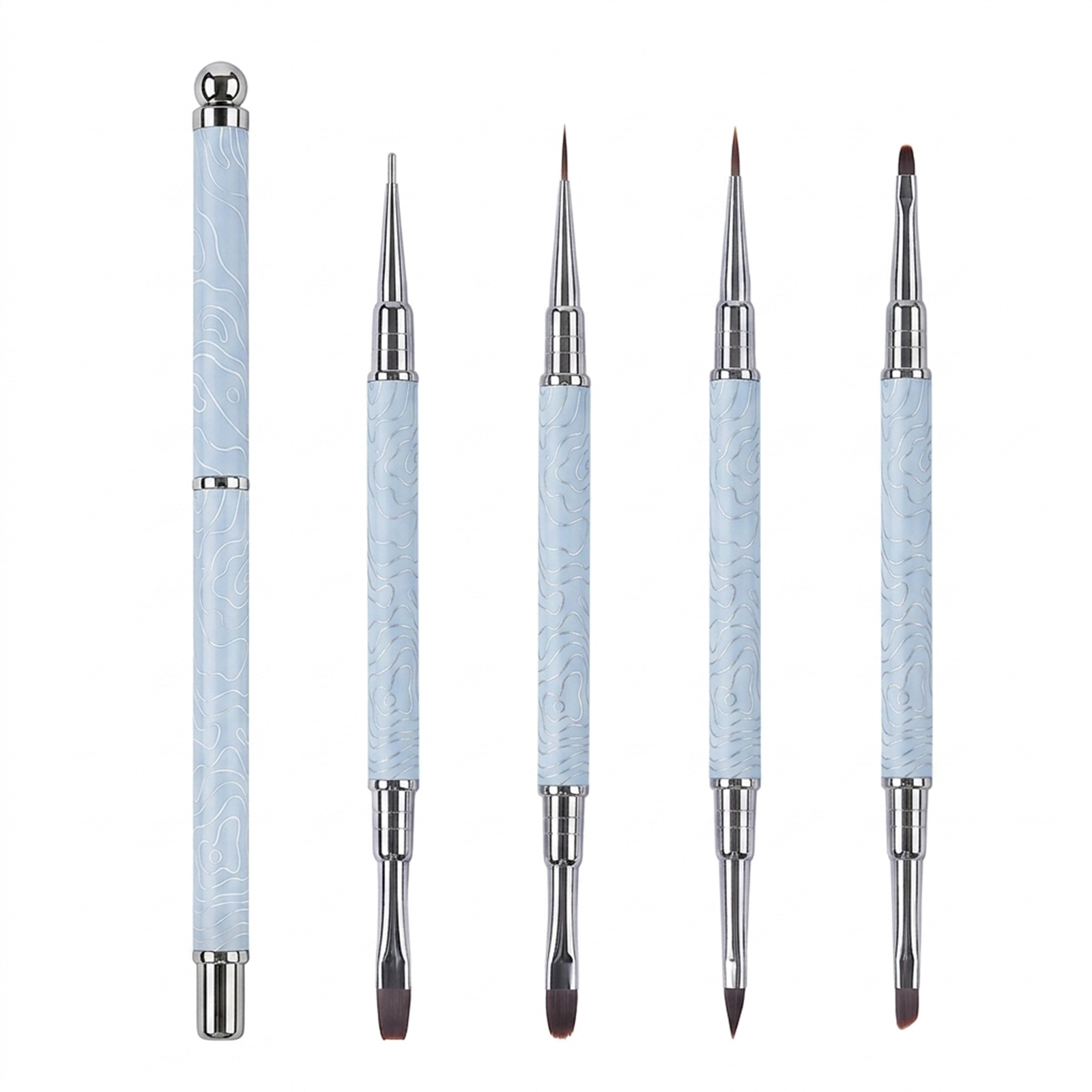 2026 New Cat EyeMagnetic Nail Brush Kit 5Pcs Custom Logo Replaceable Double Headed Nails Brush Magnetic