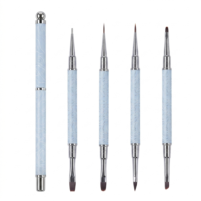 2026 New Cat EyeMagnetic Nail Brush Kit 5Pcs Custom Logo Replaceable Double Headed Nails Brush Magnetic