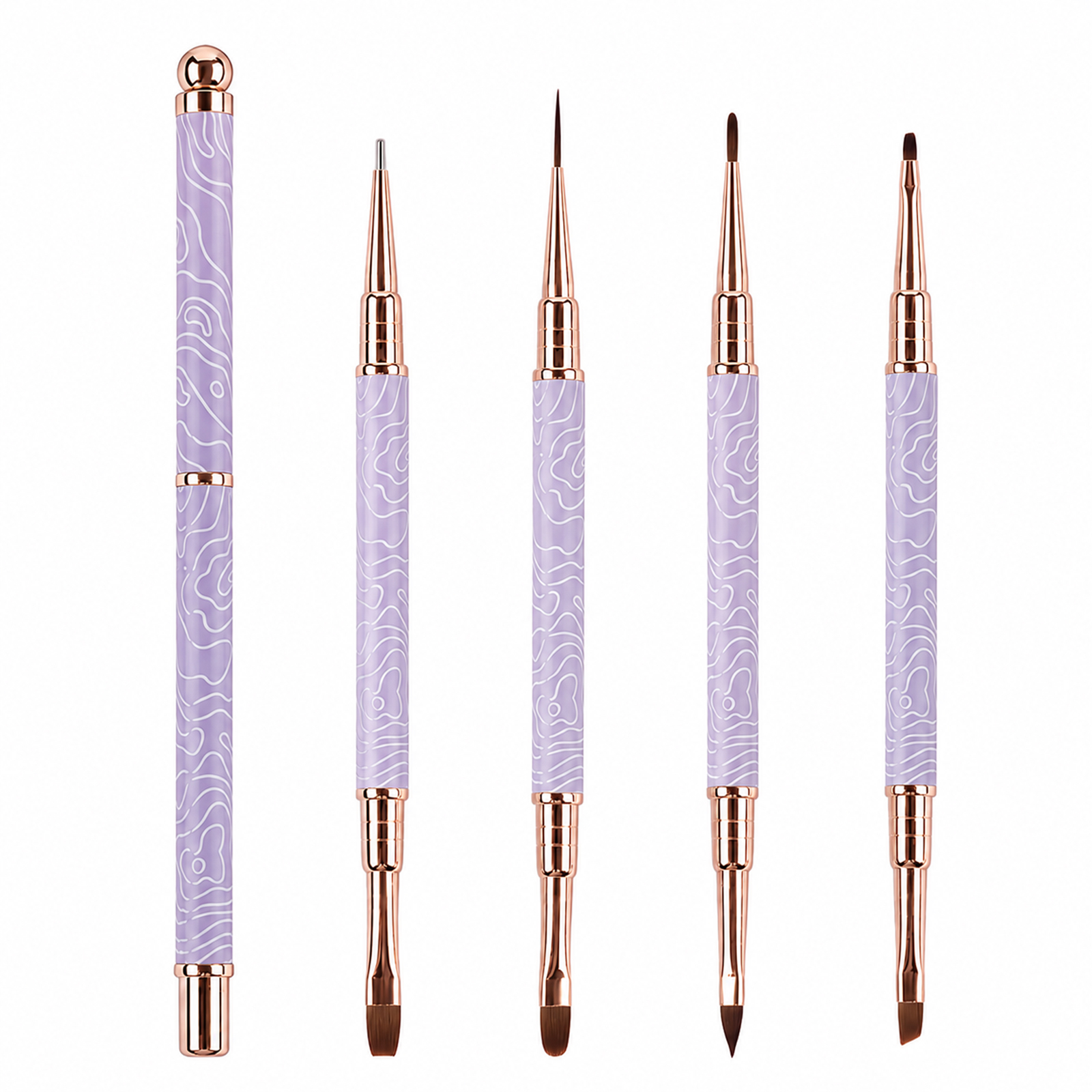 2026 New Cat EyeMagnetic Nail Brush Kit 5Pcs Custom Logo Replaceable Double Headed Nails Brush Magnetic