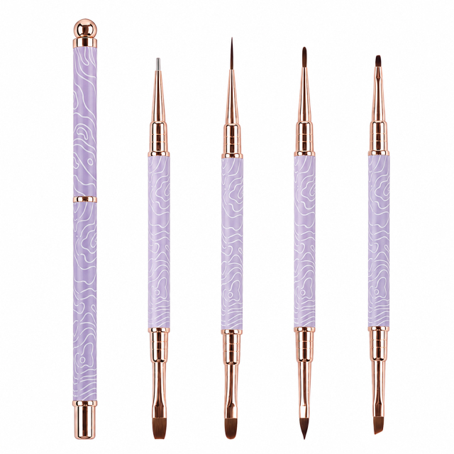 2026 New Cat EyeMagnetic Nail Brush Kit 5Pcs Custom Logo Replaceable Double Headed Nails Brush Magnetic