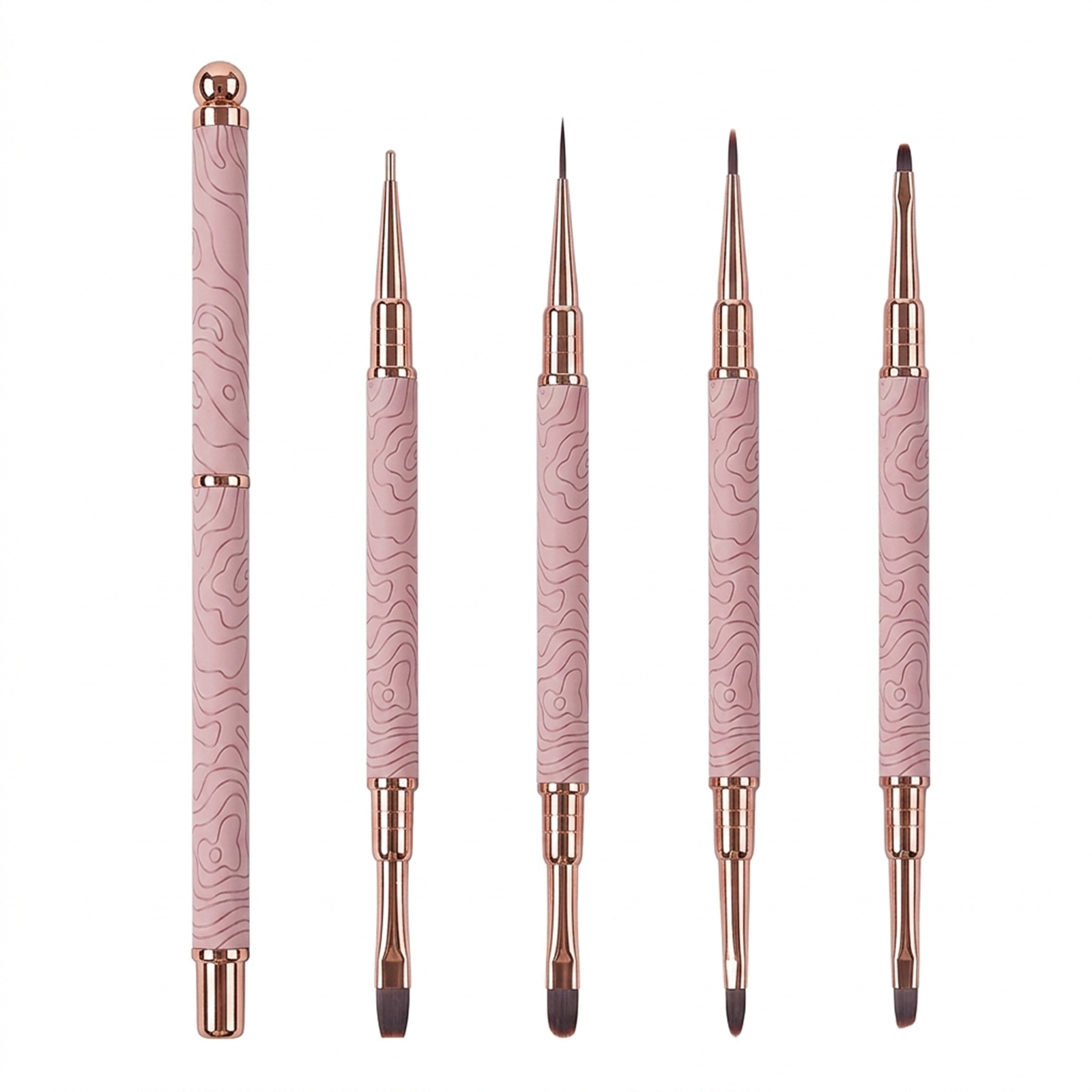 2026 New Cat EyeMagnetic Nail Brush Kit 5Pcs Custom Logo Replaceable Double Headed Nails Brush Magnetic