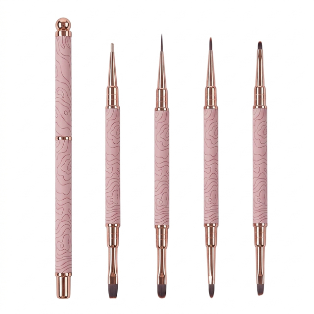 2026 New Cat EyeMagnetic Nail Brush Kit 5Pcs Custom Logo Replaceable Double Headed Nails Brush Magnetic