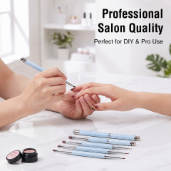 2026 New Cat EyeMagnetic Nail Brush Kit 5Pcs Custom Logo Replaceable Double Headed Nails Brush Magnetic