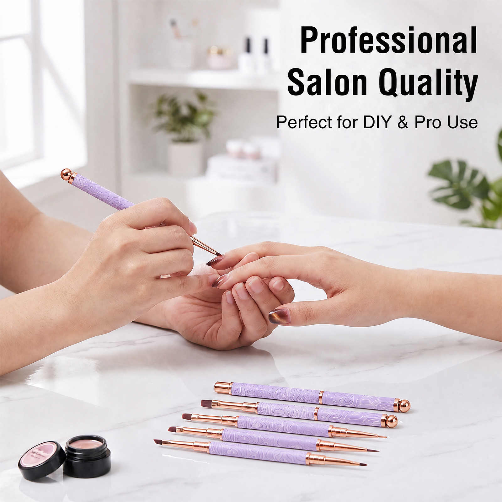 2026 New Cat EyeMagnetic Nail Brush Kit 5Pcs Custom Logo Replaceable Double Headed Nails Brush Magnetic