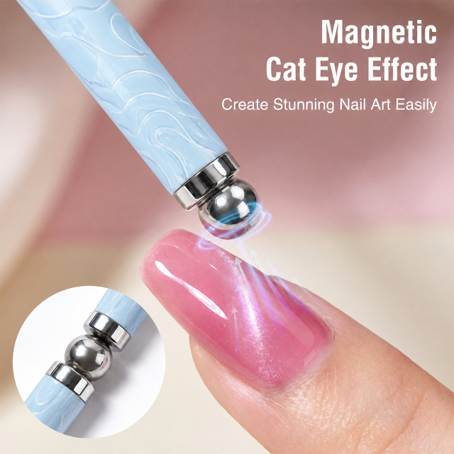 2026 New Cat EyeMagnetic Nail Brush Kit 5Pcs Custom Logo Replaceable Double Headed Nails Brush Magnetic