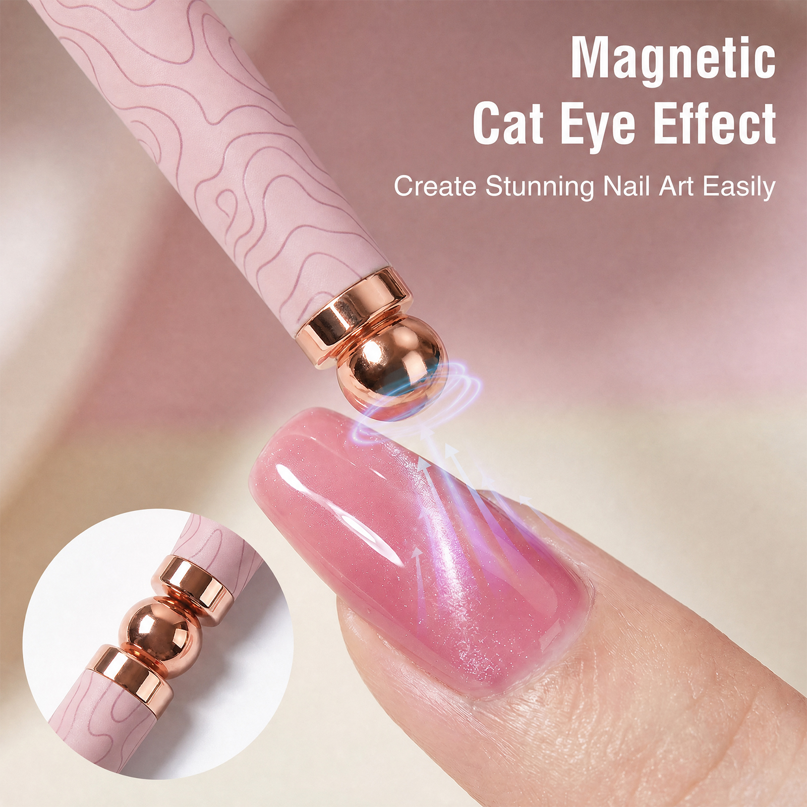 2026 New Cat EyeMagnetic Nail Brush Kit 5Pcs Custom Logo Replaceable Double Headed Nails Brush Magnetic