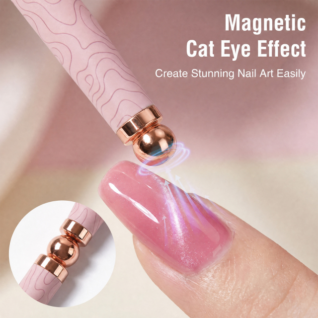 2026 New Cat EyeMagnetic Nail Brush Kit 5Pcs Custom Logo Replaceable Double Headed Nails Brush Magnetic