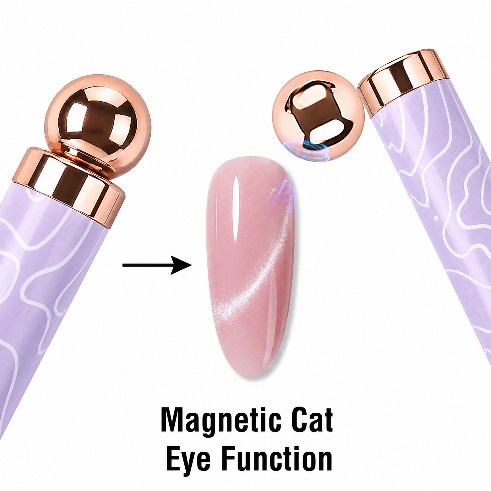 2026 New Cat EyeMagnetic Nail Brush Kit 5Pcs Custom Logo Replaceable Double Headed Nails Brush Magnetic