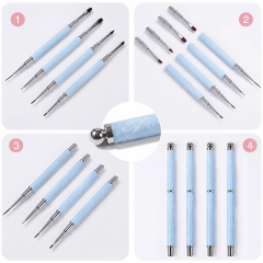 2026 New Cat EyeMagnetic Nail Brush Kit 5Pcs Custom Logo Replaceable Double Headed Nails Brush Magnetic