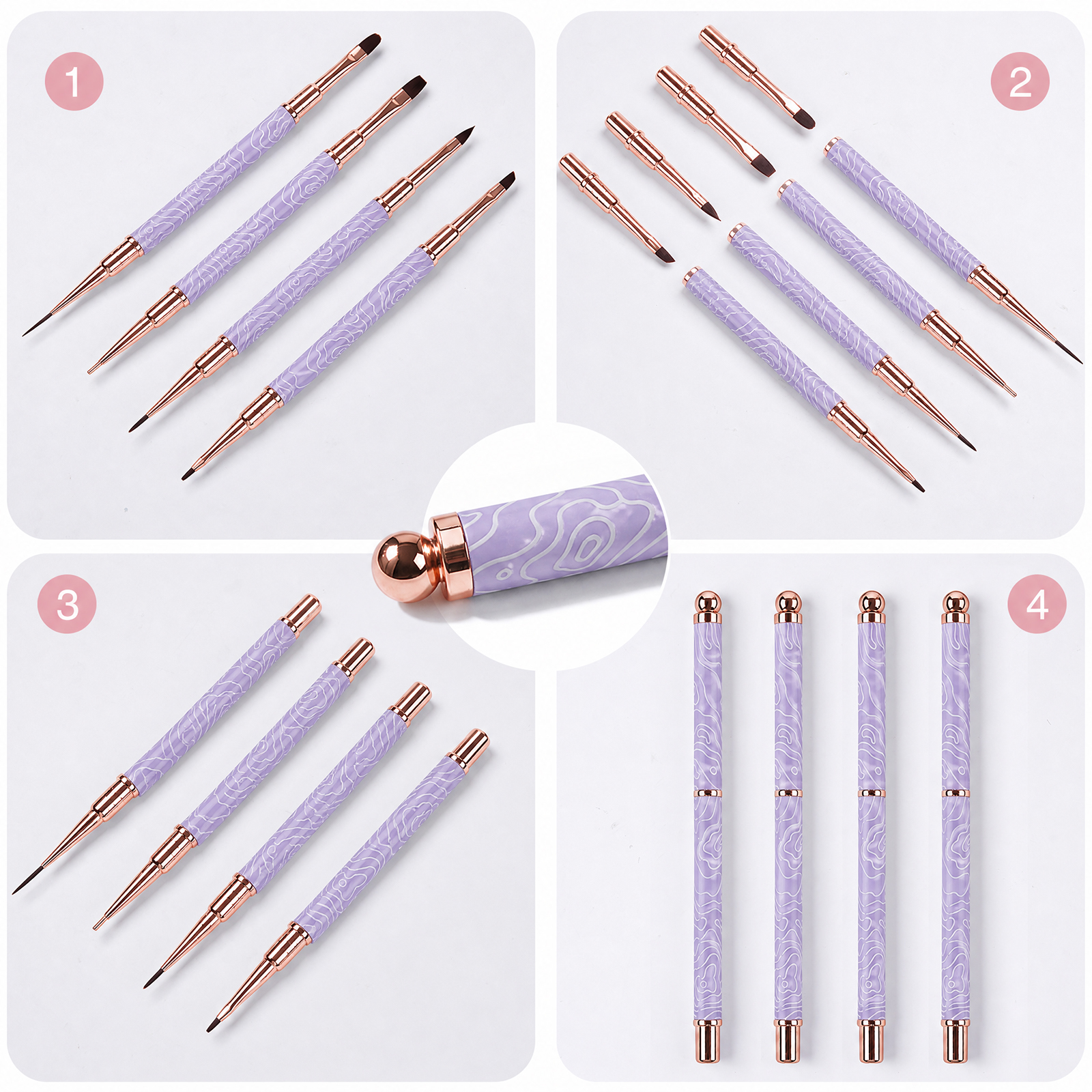 2026 New Cat EyeMagnetic Nail Brush Kit 5Pcs Custom Logo Replaceable Double Headed Nails Brush Magnetic