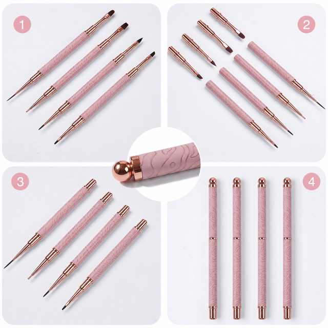 2026 New Cat EyeMagnetic Nail Brush Kit 5Pcs Custom Logo Replaceable Double Headed Nails Brush Magnetic