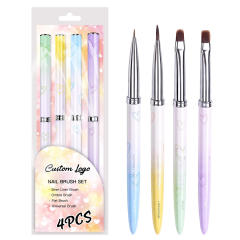 4Pcs Nail Gel Brush Set With Case Liner Detail Design Brushes for Acrylic and Poly Gel French Tip Nail Art Kits Supplies