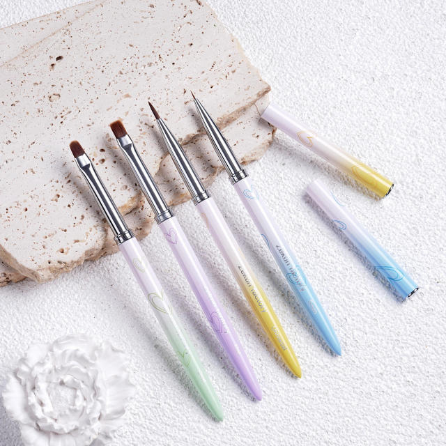 4Pcs Nail Gel Brush Set With Case Liner Detail Design Brushes for Acrylic and Poly Gel French Tip Nail Art Kits Supplies