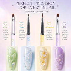 4Pcs Nail Gel Brush Set With Case Liner Detail Design Brushes for Acrylic and Poly Gel French Tip Nail Art Kits Supplies