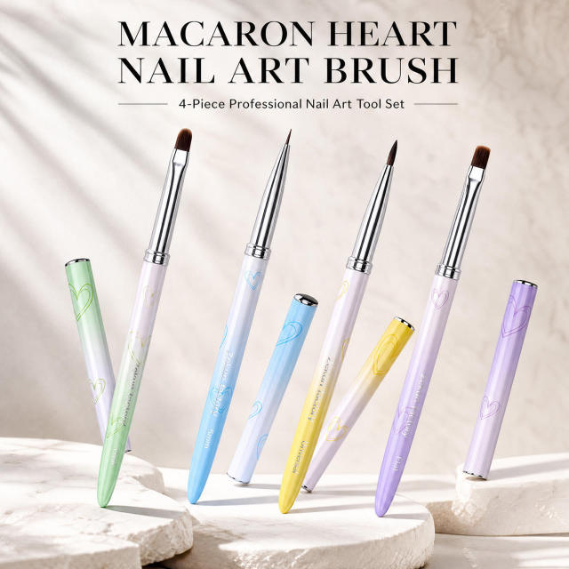 4Pcs Nail Gel Brush Set With Case Liner Detail Design Brushes for Acrylic and Poly Gel French Tip Nail Art Kits Supplies
