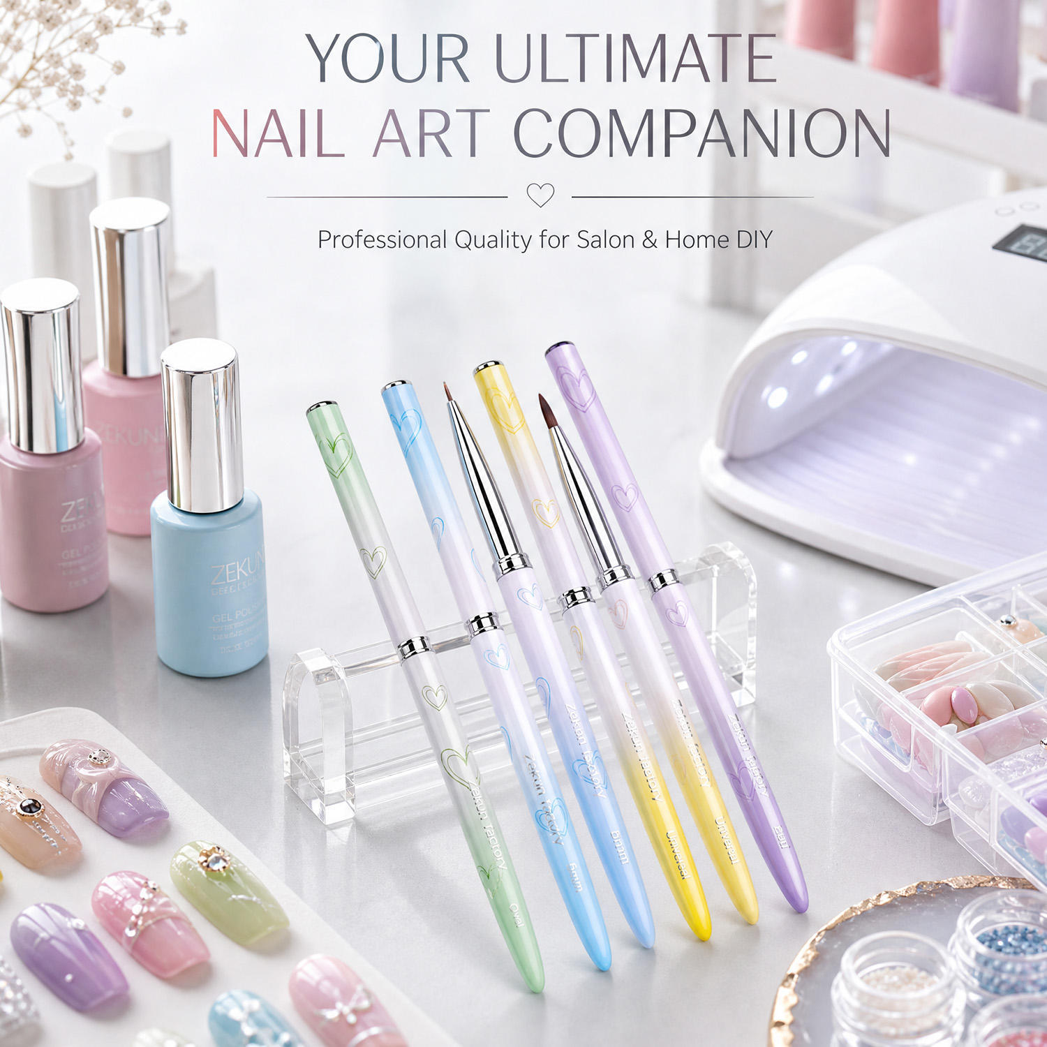 4Pcs Nail Gel Brush Set With Case Liner Detail Design Brushes for Acrylic and Poly Gel French Tip Nail Art Kits Supplies