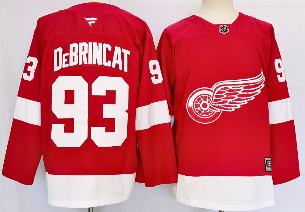 Men's NHL Detroit Red Wings #93 Alex DeBrincat Fanatics Red Premium Home Jersey