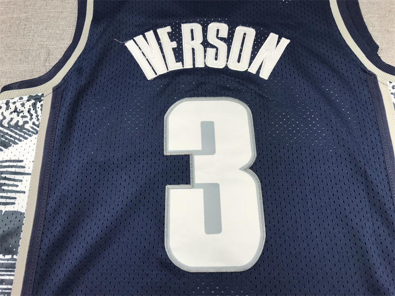 Men's NCAA Georgetown Hoyas #3 Allen Iverson Mitchell & Ness Navy Swingman Jersey