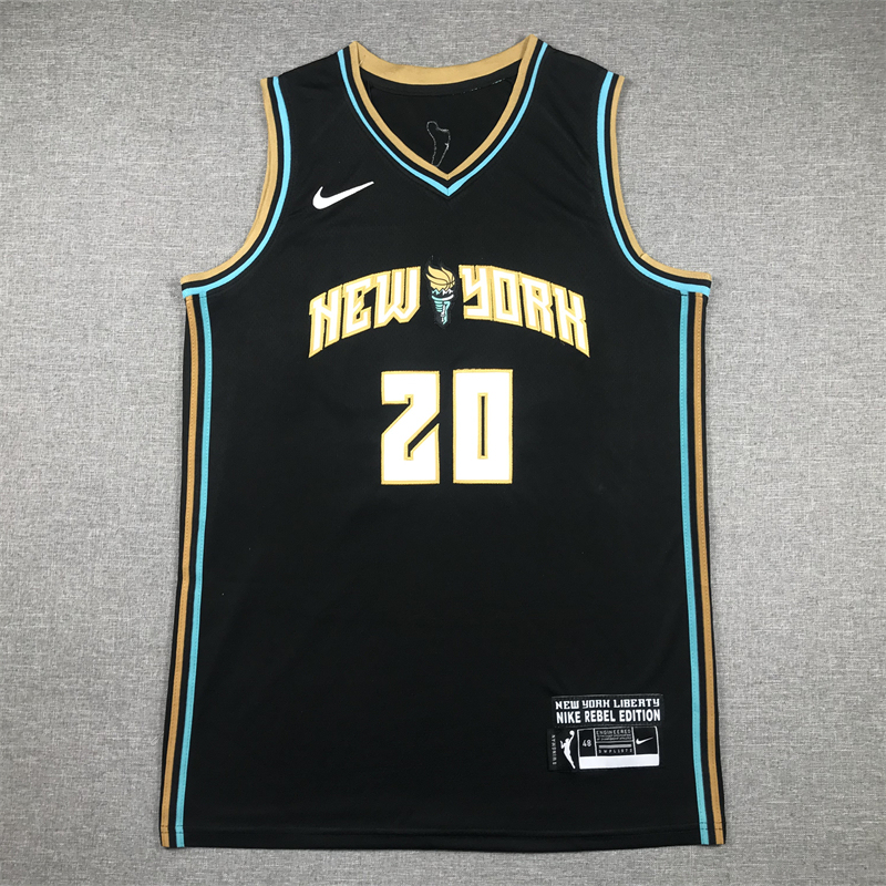 Men's WNBA New York Liberty #20 Sabrina Ionescu Nike Rebel Edition Swingman Black Jersey