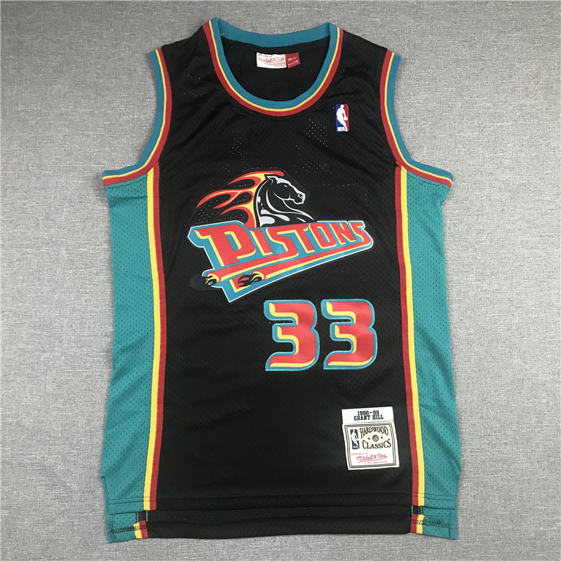 Men's NBA 1998-99 Detroit Pistons #33 Grant Hill Mitchell & Ness Black Swingman Jersey