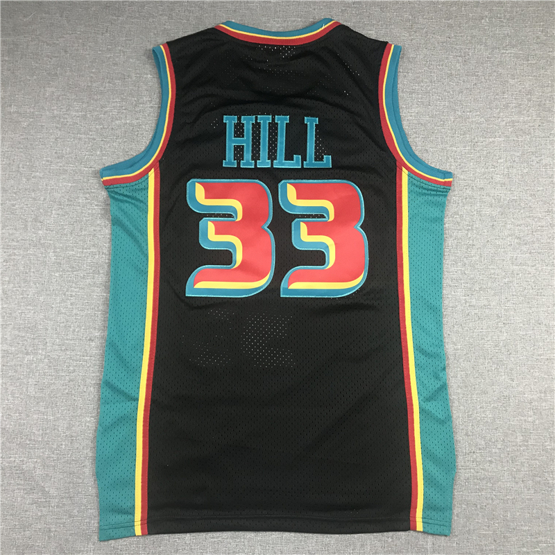 Men's NBA 1998-99 Detroit Pistons #33 Grant Hill Mitchell & Ness Black Swingman Jersey