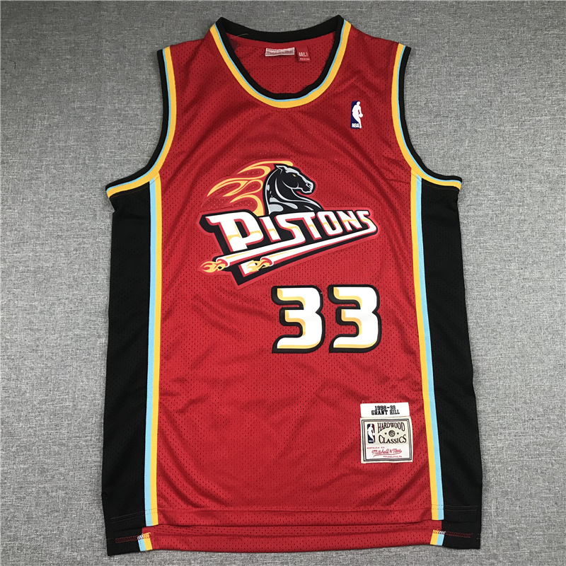 Men's NBA 1998-99 Detroit Pistons #33 Grant Hill Mitchell & Ness Red Swingman Jersey