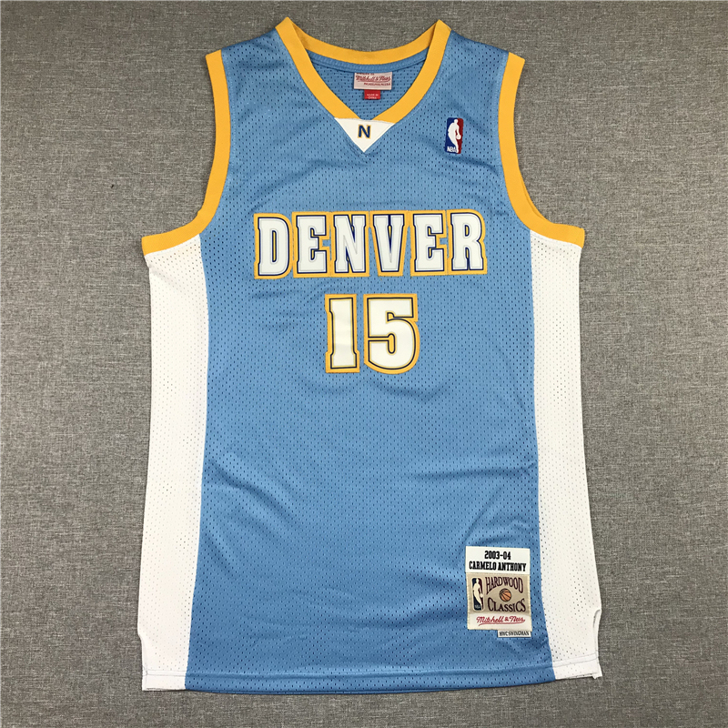 Men's NBA 2003-04 Denver Nuggets #15 Carmelo Anthony Mitchell & Ness Hardwood Swingman Jersey