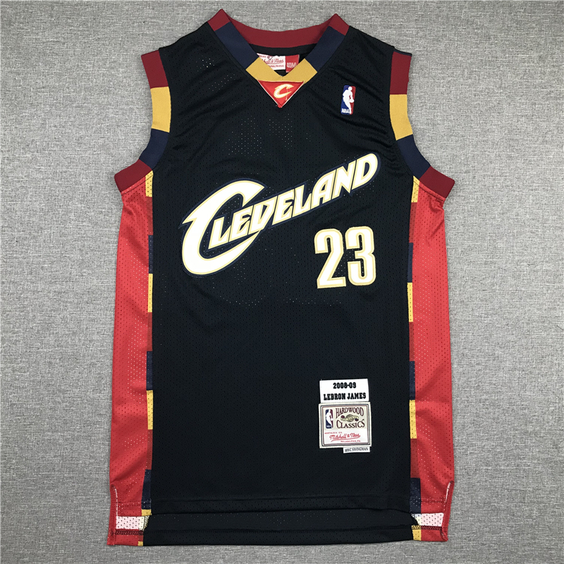 Men's NBA 2008-09 Cleveland Cavaliers #23 LeBron James Mitchell & Ness Black Swingman Jersey