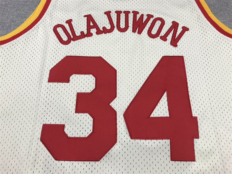 Men's NBA Houston Rockets #34 Hakeem Olajuwon Mitchell & Ness Chainstitch Swingman Jersey