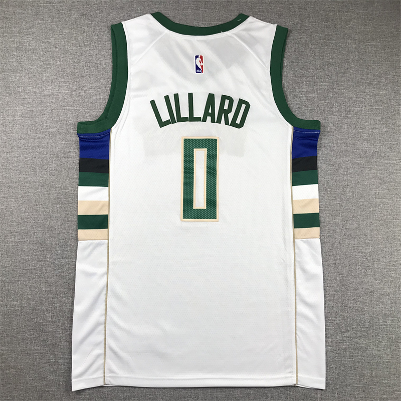 Men's NBA Milwaukee Bucks #0 Damian Lillard Nike 2023-24 Association Edition Swingman Jersey