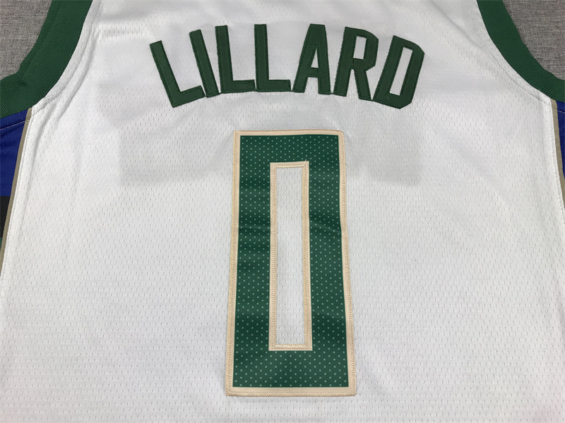 Men's NBA Milwaukee Bucks #0 Damian Lillard Nike 2023-24 Association Edition Swingman Jersey