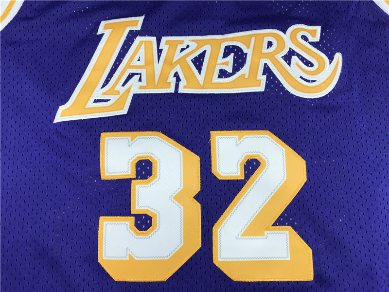 Men's NBA 1984-85 Los Angeles Lakers #32 Earvin Johnson Mitchell & Ness Purple Swingman Jersey
