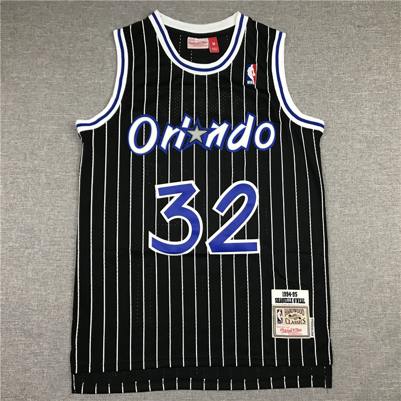 Men's NBA 1994-95 Orlando Magic #32 Shaquille O’Neal Mitchell & Ness Black Swingman Jersey