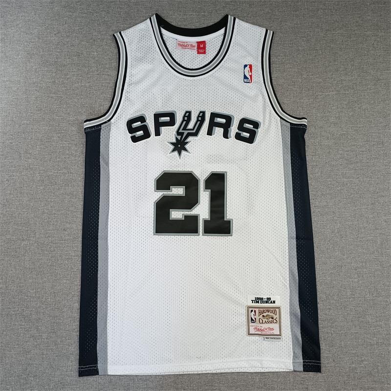 Men's NBA 1998-99 San Antonio Spurs #21 Tim Duncan Mitchell & Ness White Swingman Jersey