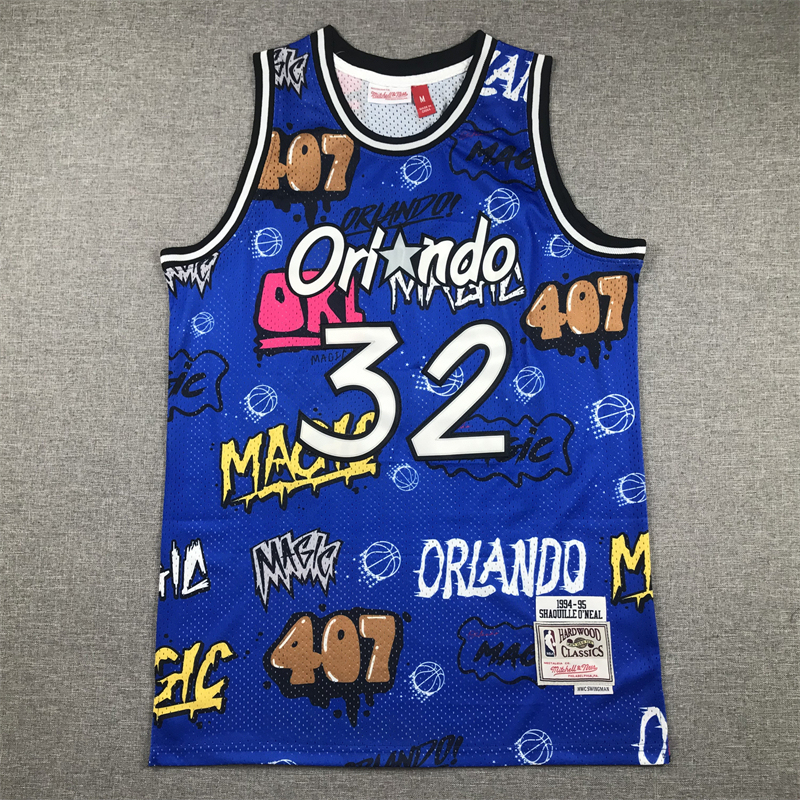 Men's NBA Orlando Magic #32 Shaquille O’Neal Mitchell & Ness Slap Sticker Swingman Jersey
