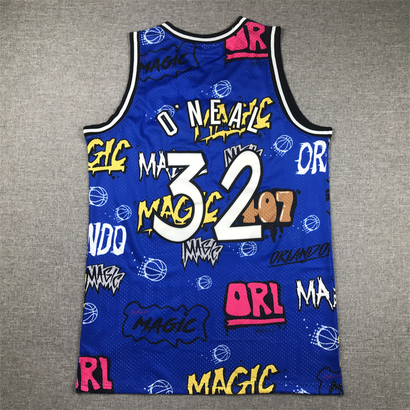 Men's NBA Orlando Magic #32 Shaquille O’Neal Mitchell & Ness Slap Sticker Swingman Jersey