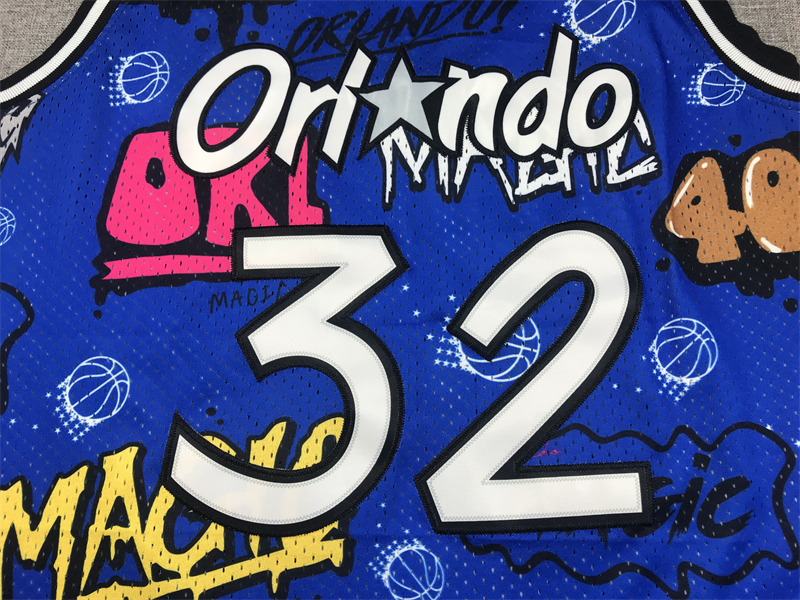 Men's NBA Orlando Magic #32 Shaquille O’Neal Mitchell & Ness Slap Sticker Swingman Jersey