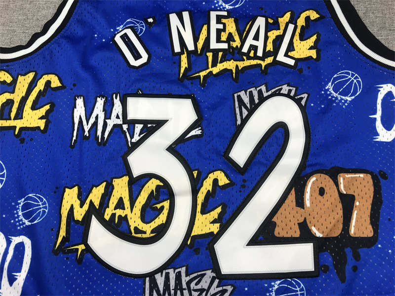 Men's NBA Orlando Magic #32 Shaquille O’Neal Mitchell & Ness Slap Sticker Swingman Jersey