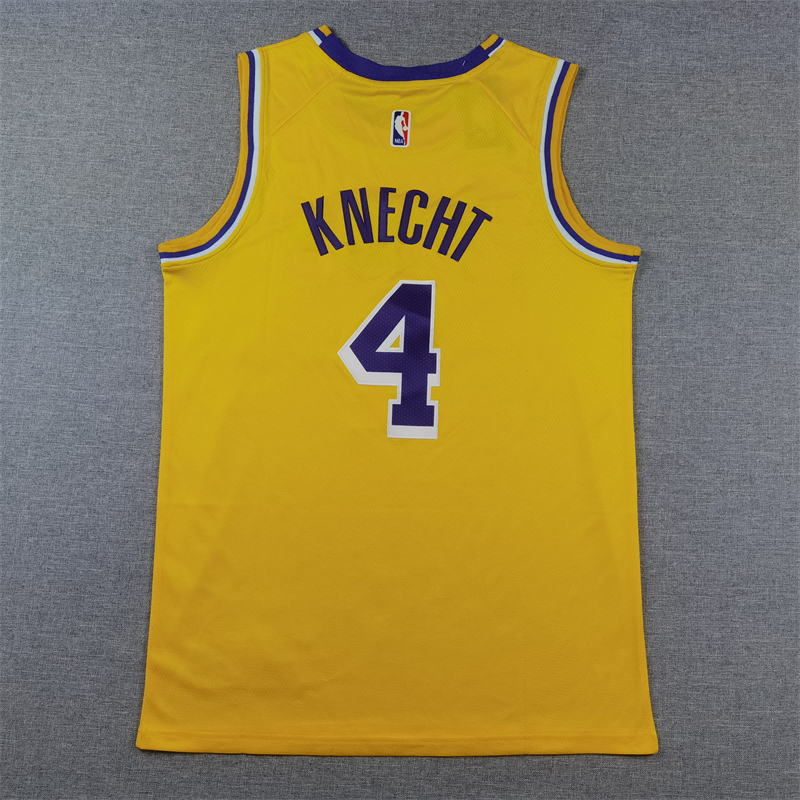 Men's NBA Los Angeles Lakers #4 Dalton Knecht Nike 2024-25 Icon Edition Swingman Jersey