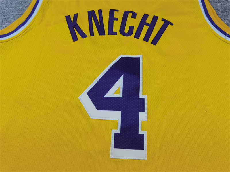 Men's NBA Los Angeles Lakers #4 Dalton Knecht Nike 2024-25 Icon Edition Swingman Jersey