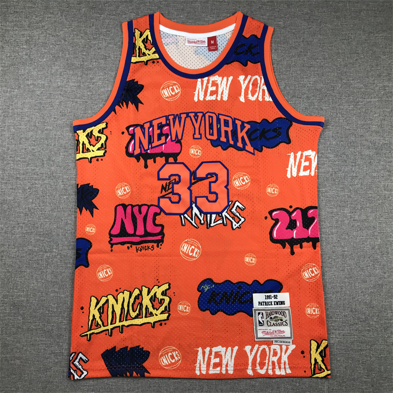 Men's NBA New York Knicks #33 Patrick Ewing Mitchell & Ness Slap Sticker Swingman Jersey
