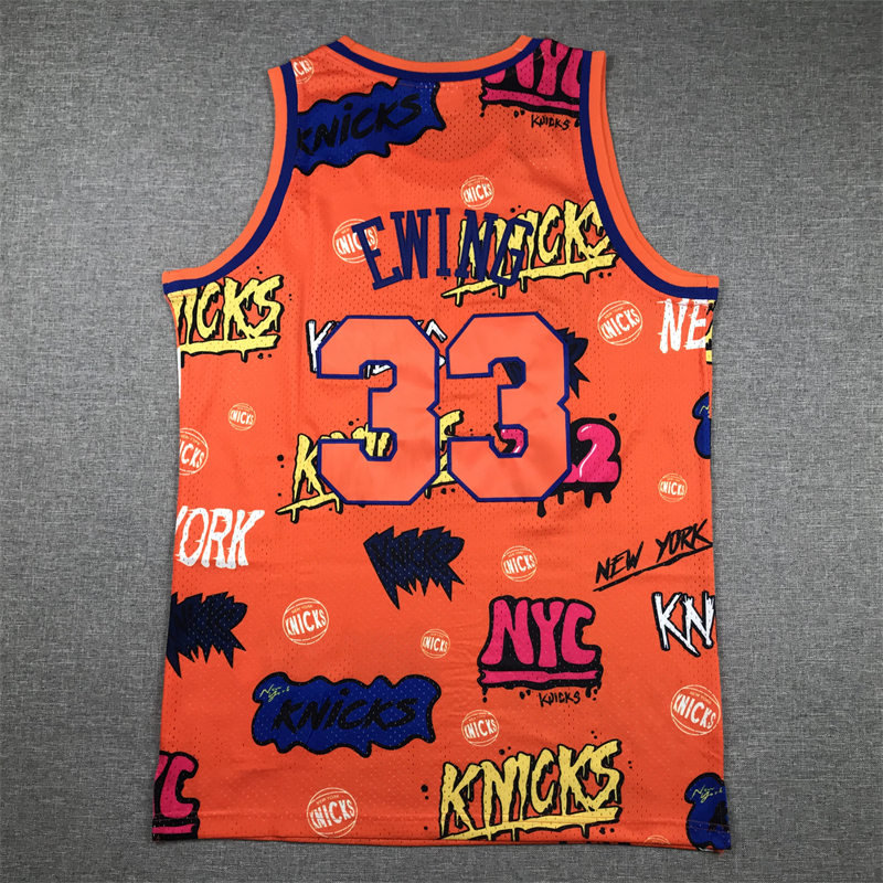 Men's NBA New York Knicks #33 Patrick Ewing Mitchell & Ness Slap Sticker Swingman Jersey