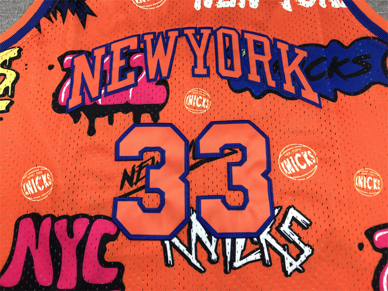 Men's NBA New York Knicks #33 Patrick Ewing Mitchell & Ness Slap Sticker Swingman Jersey