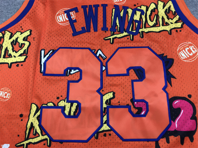 Men's NBA New York Knicks #33 Patrick Ewing Mitchell & Ness Slap Sticker Swingman Jersey